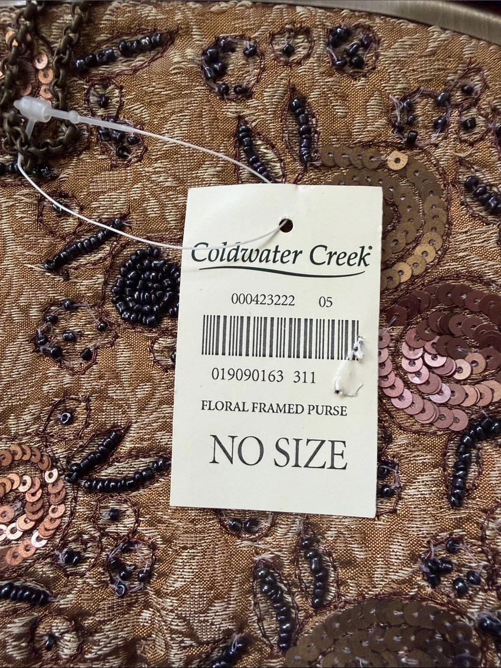Coldwater Creek Floral  Purse NWT Beaded Sequin Chain Evening Bag 2005 Deadstock